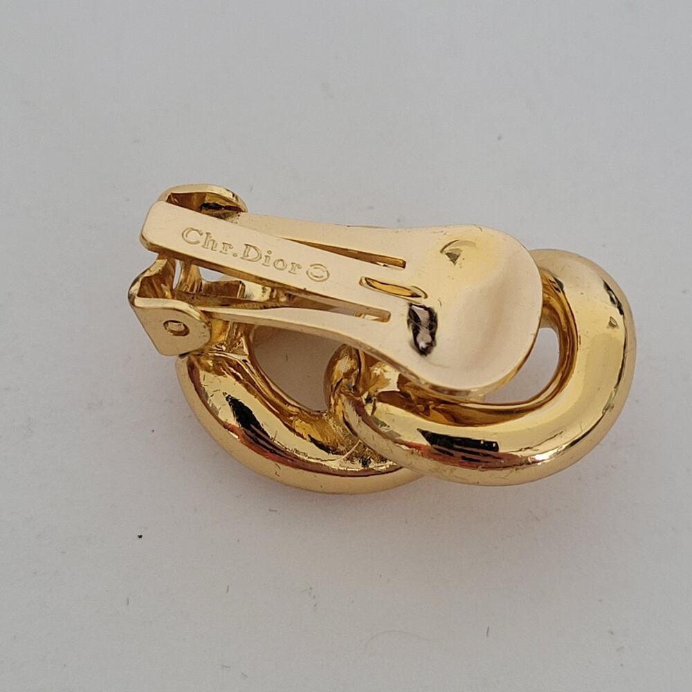 SINGLE Vintage Christian Dior Infinity Chunky Gold Tone Clip On Earring Small - Picture 3 of 6